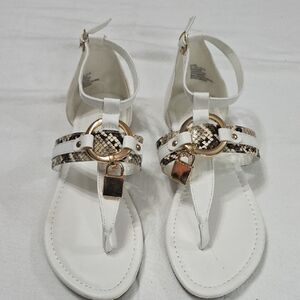 Stylish White and Gold Women's Sandals